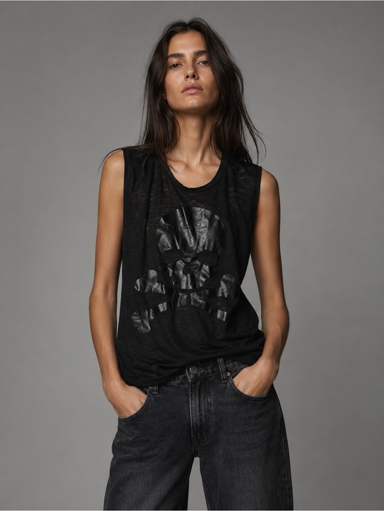 soulcycle Tops - Soul Cycle Black Sleeveless Skull Muscle Tee